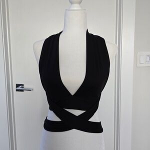 Black Halter Wrap Top